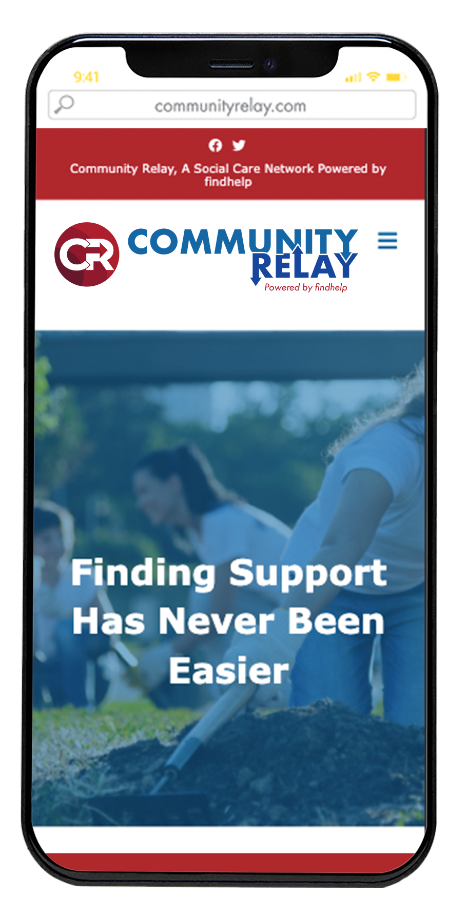 Community Relay mobile mockup